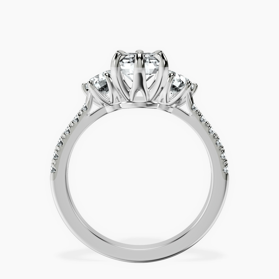 Platinum Tiara Three stone Lab Diamond Ring side right image one