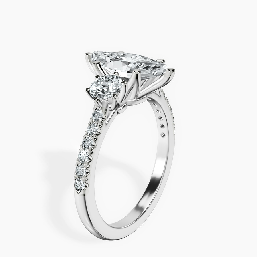 Platinum Tiara Three stone Lab Diamond Ring standing product image one