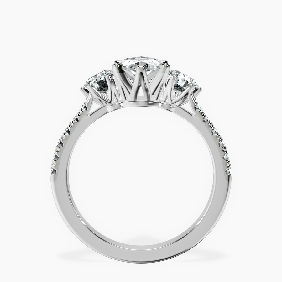 Platinum Tiara Three stone Lab Diamond Ring side right image one