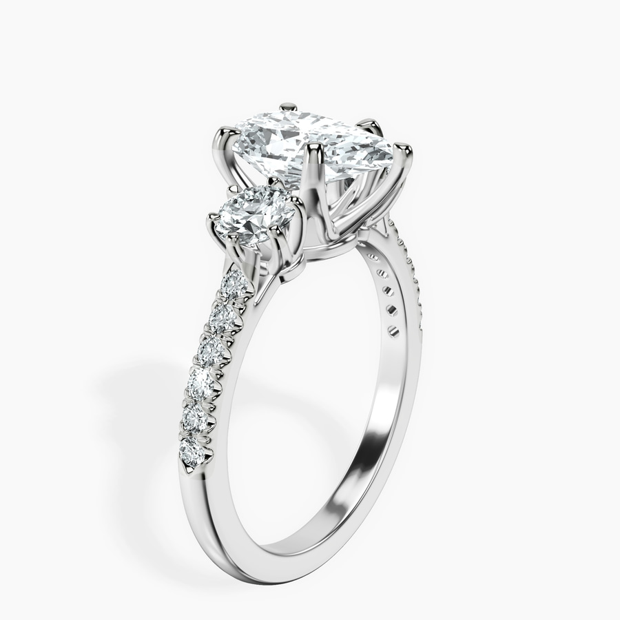 Platinum Tiara Three stone Lab Diamond Ring standing product image one