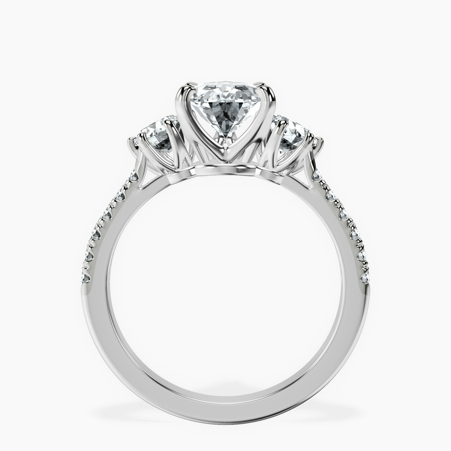 Platinum Tiara Three stone Lab Diamond Ring side right image one