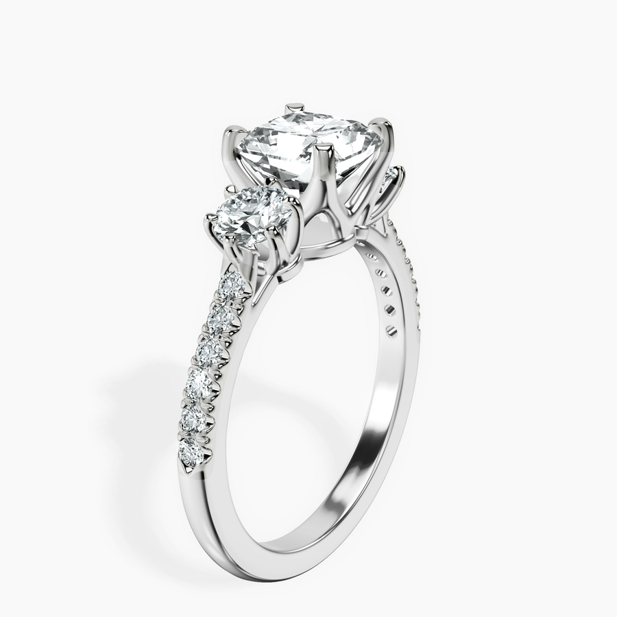 Platinum Tiara Three stone Lab Diamond Ring standing product image one