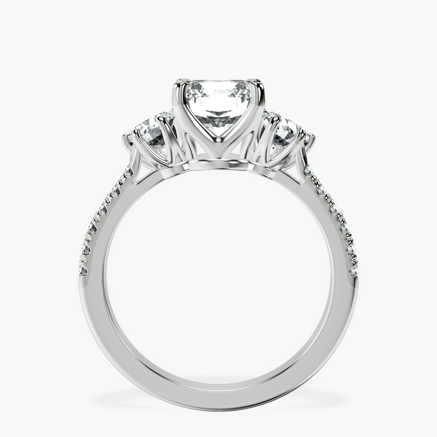 Platinum Tiara Three stone Lab Diamond Ring side right image one