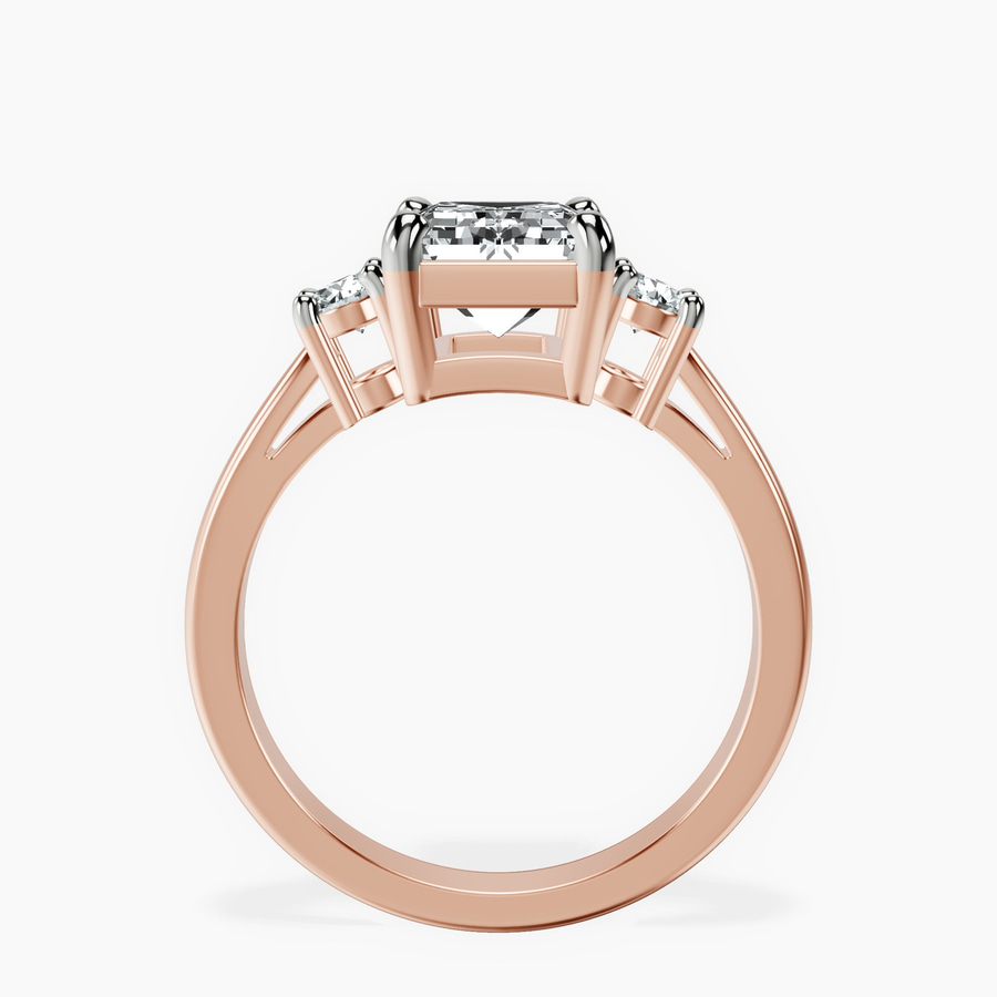 14ct Rose Gold Intricacy Three stone Lab Diamond Ring side right image one
