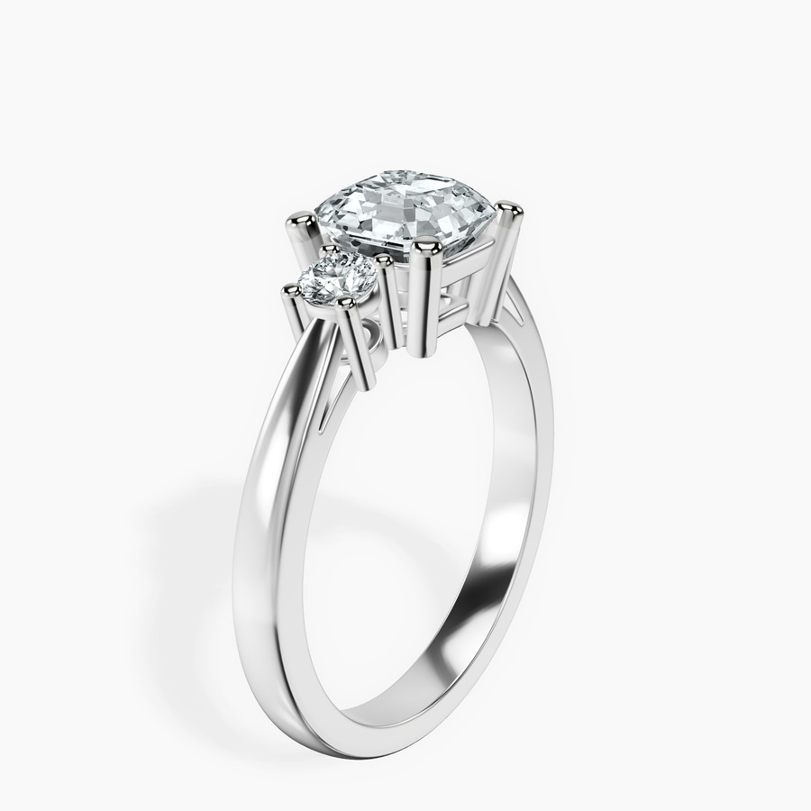 Platinum Intricacy Three stone Lab Diamond Ring standing product image one