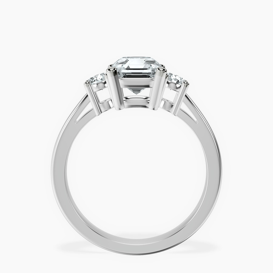Platinum Intricacy Three stone Lab Diamond Ring side right image one