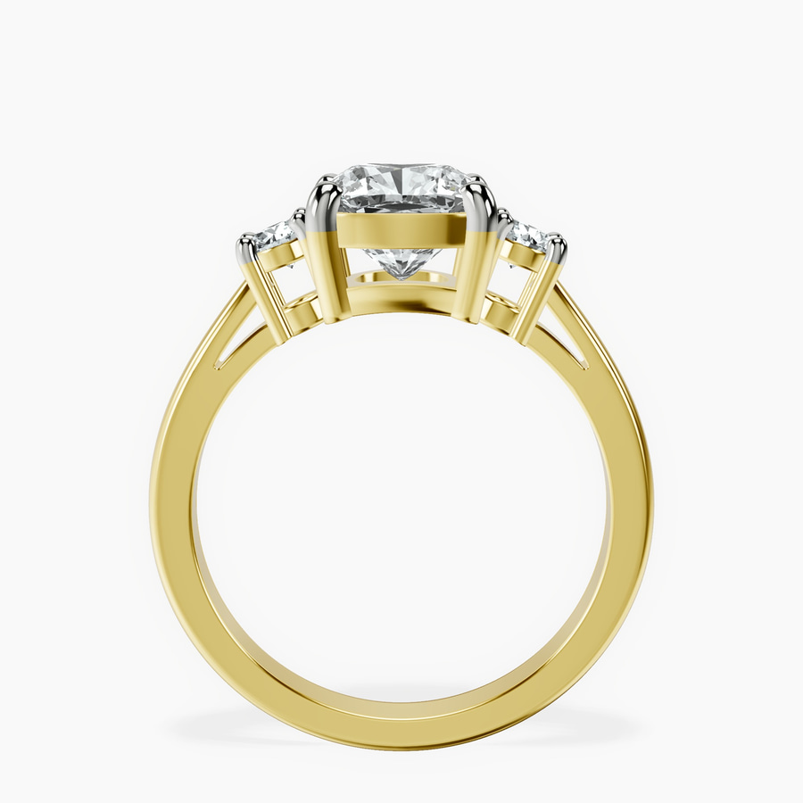 9ct Yellow Gold Intricacy Three stone Lab Diamond Ring side right image one