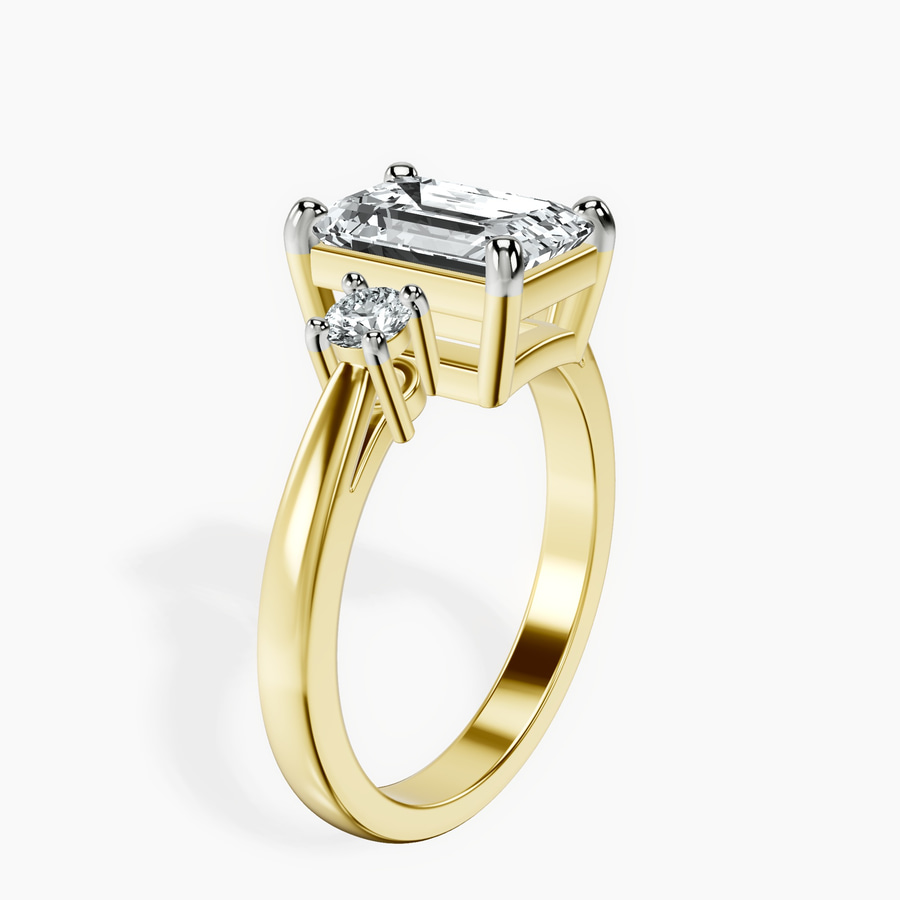 14ct Yellow Gold Intricacy Three stone Lab Diamond Ring standing product image one