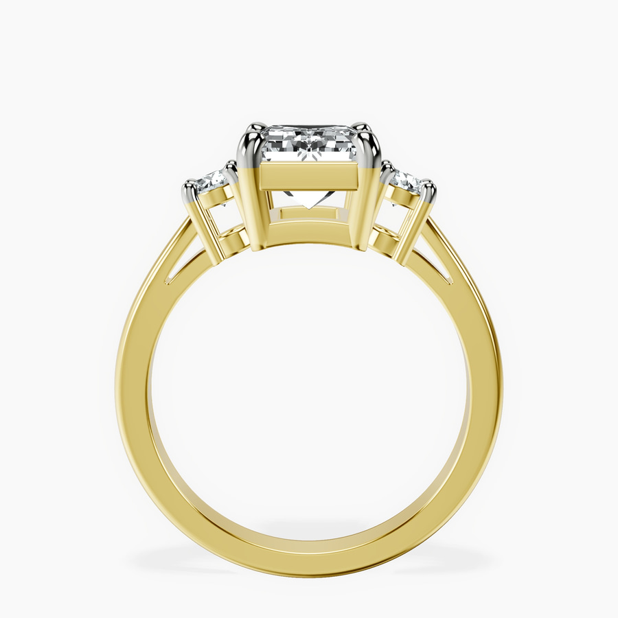 14ct Yellow Gold Intricacy Three stone Lab Diamond Ring side right image one
