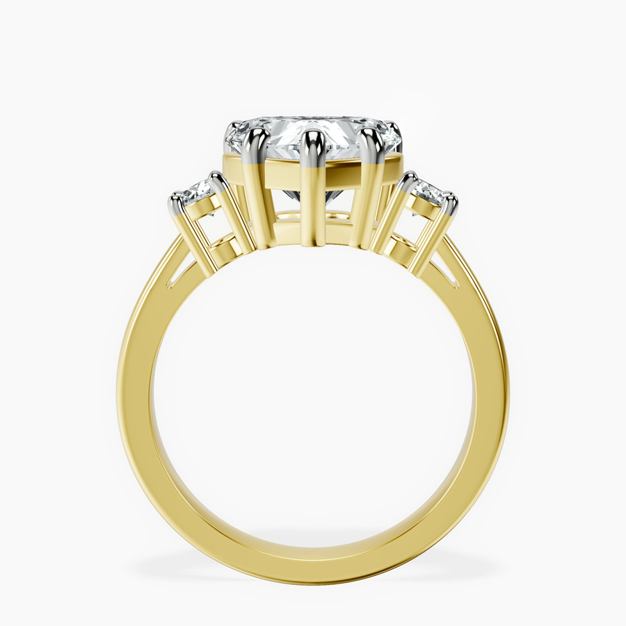 18kt Yellow Gold Intricacy Three stone Lab Diamond Ring side right image one