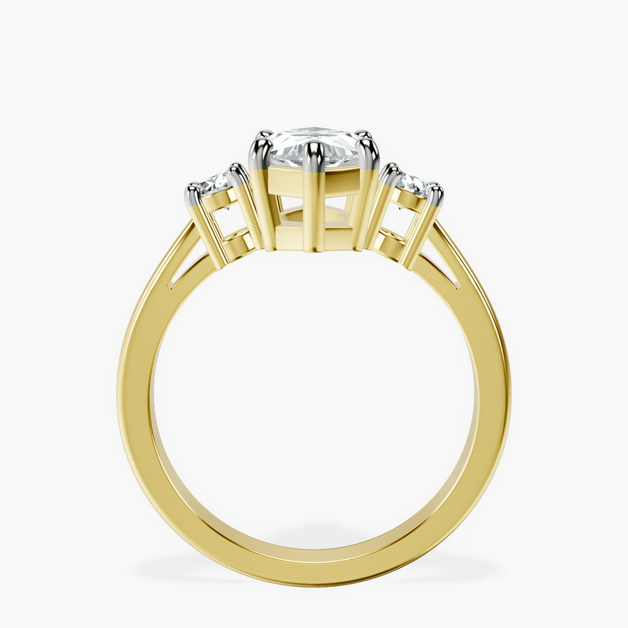 9ct Yellow Gold Intricacy Three stone Lab Diamond Ring side right image one