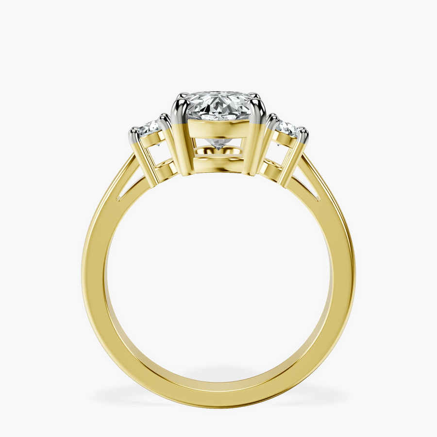 14kt Yellow Gold Intricacy Three stone Lab Diamond Ring side right image one