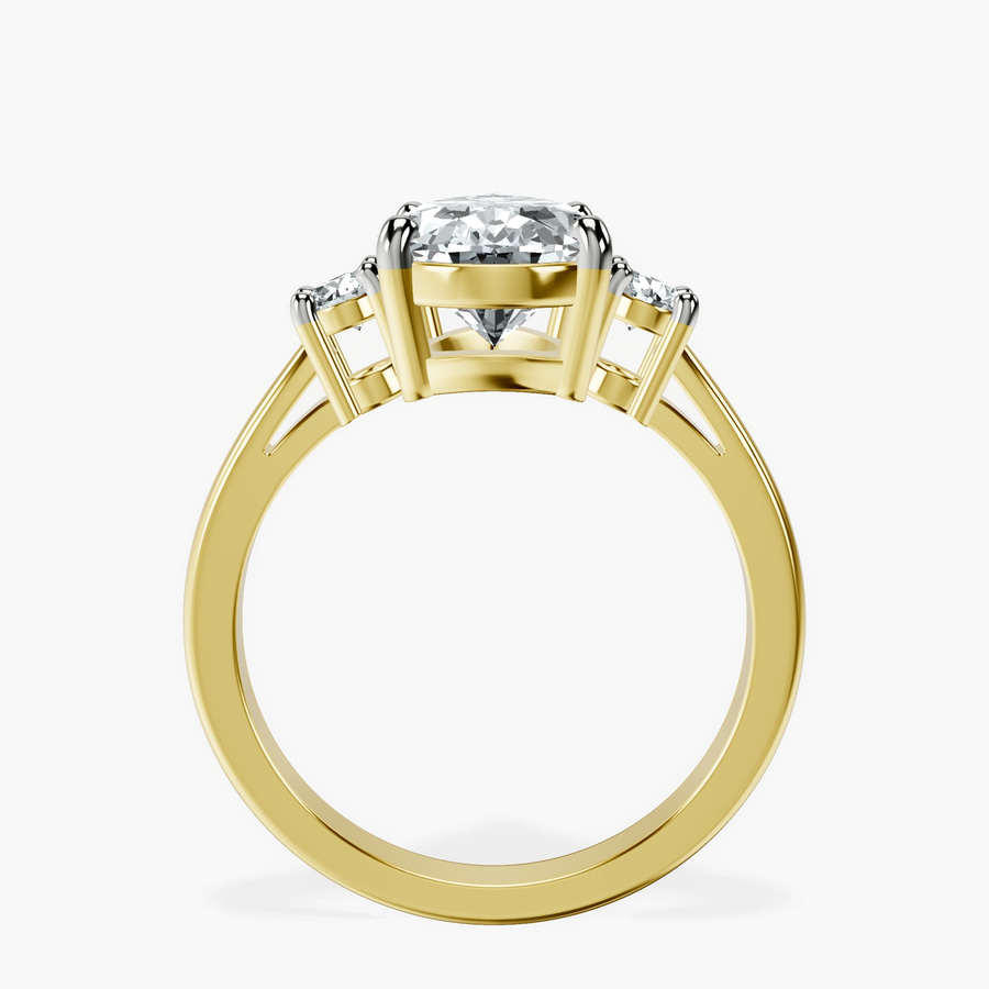 18ct Yellow Gold Intricacy Three stone Lab Diamond Ring side right image one