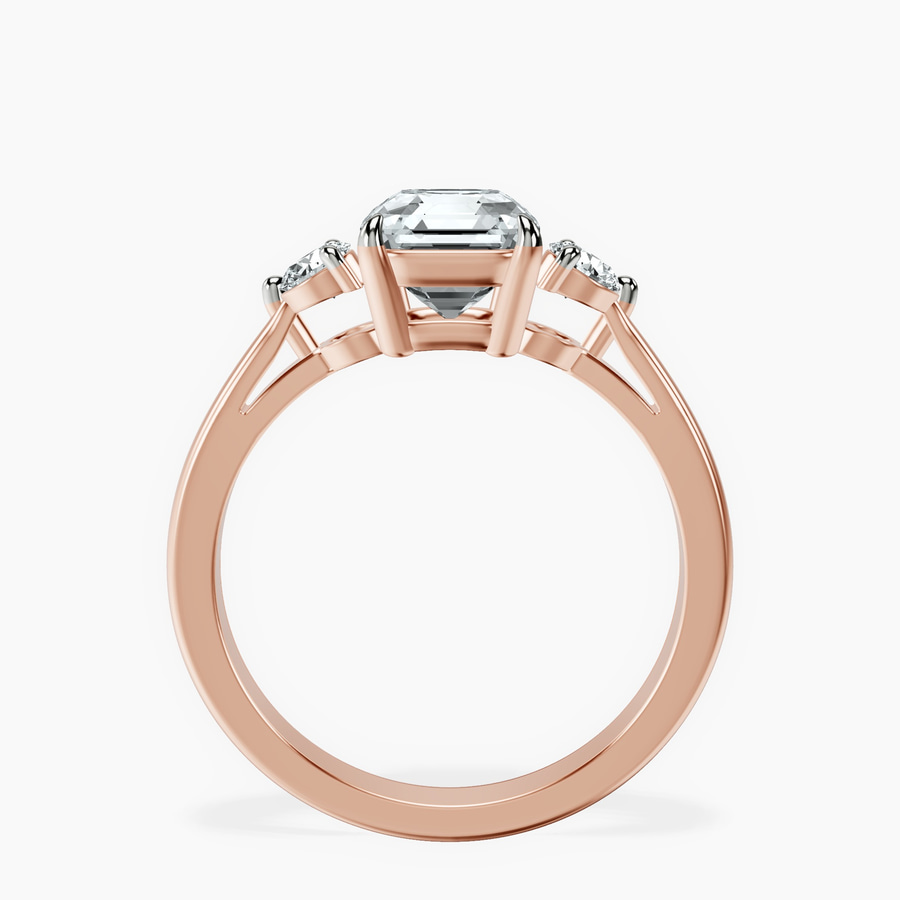 18ct Rose Gold Synthia Three stone Lab Diamond Ring side right image one