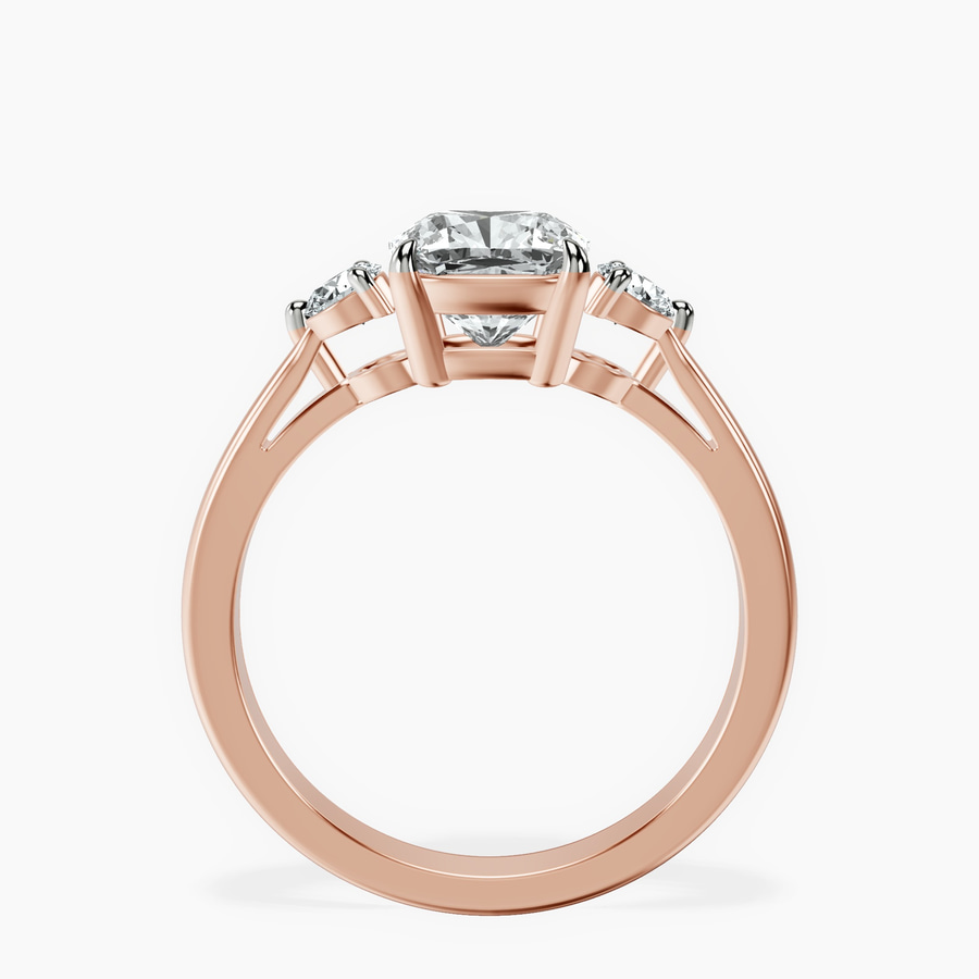 18kt Rose Gold Synthia Three stone Lab Diamond Ring side right image one