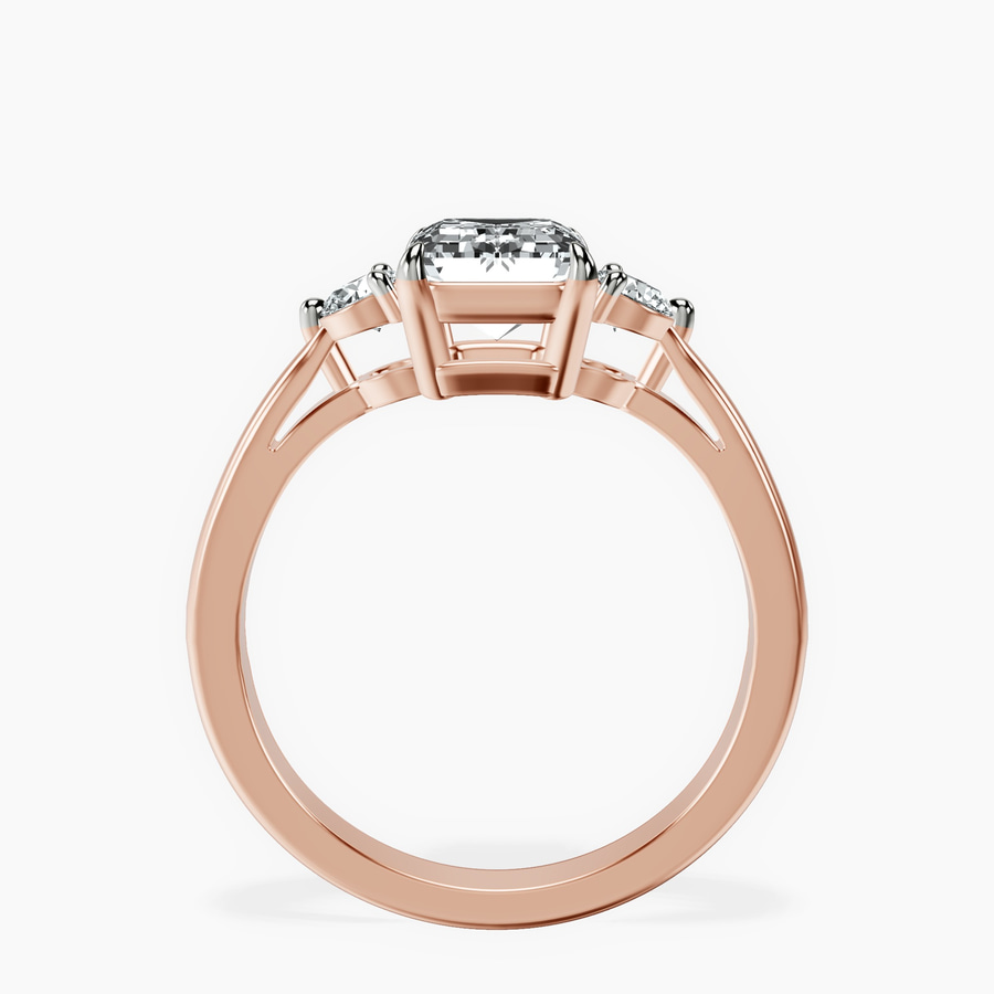 18kt Rose Gold Synthia Three stone Lab Diamond Ring side right image one