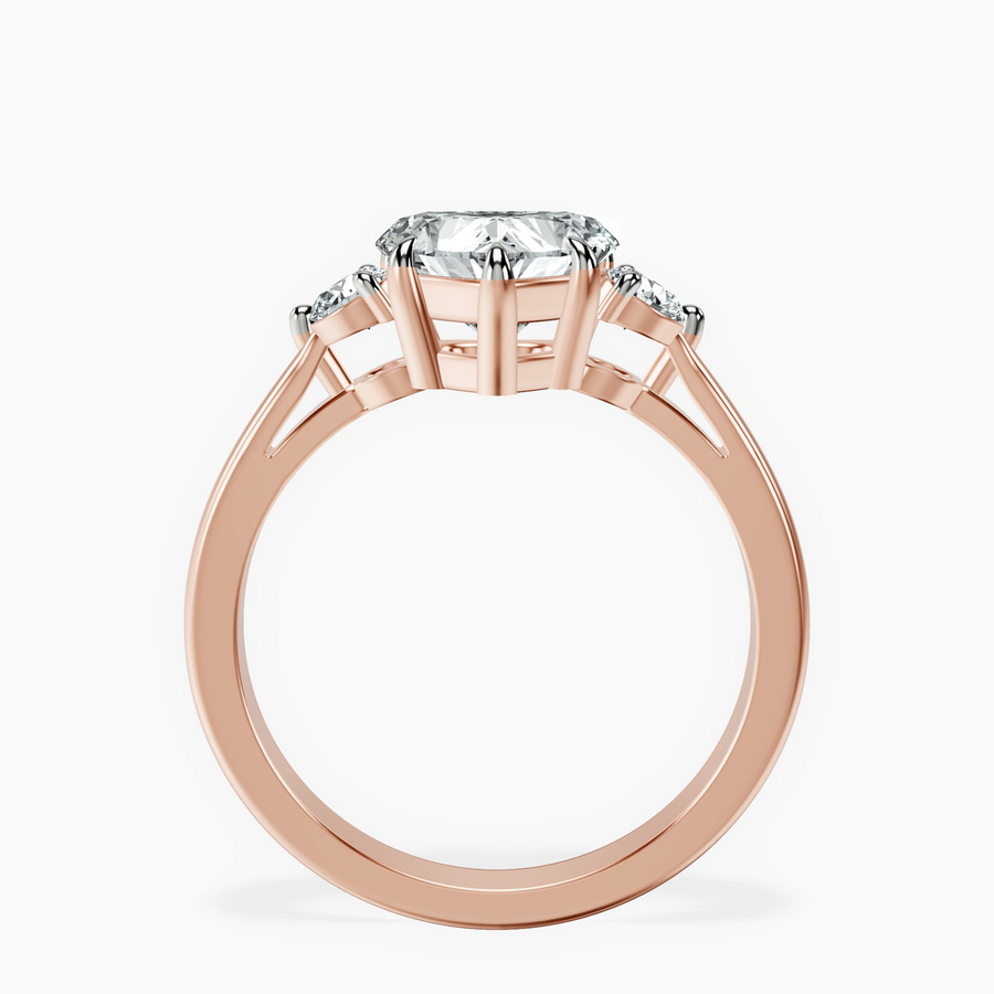 10kt Rose Gold Synthia Three stone Lab Diamond Ring side right image one