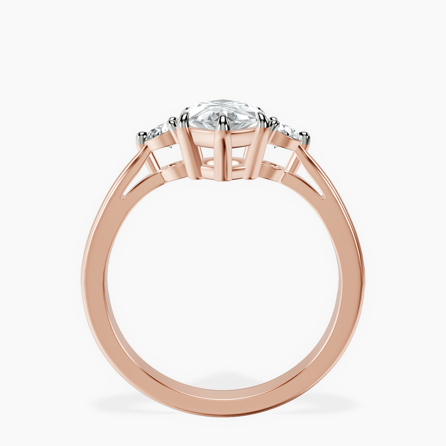 18kt Rose Gold Synthia Three stone Lab Diamond Ring side right image one