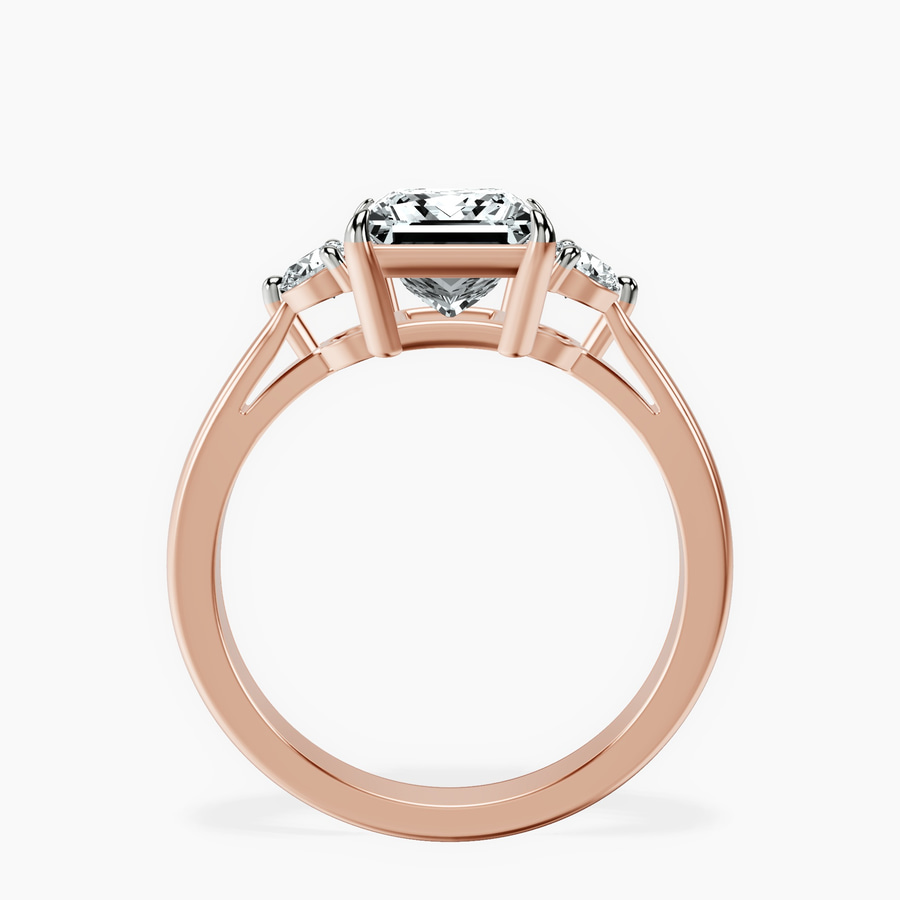 10kt Rose Gold Synthia Three stone Lab Diamond Ring side right image one