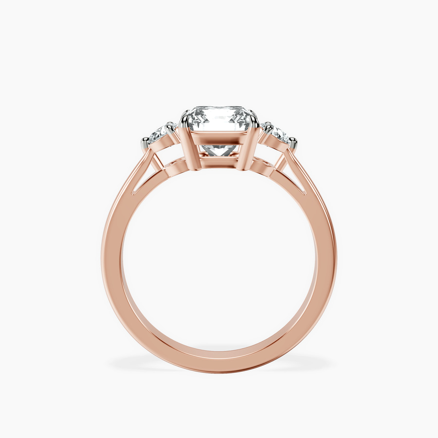 14kt Rose Gold Synthia Three stone Lab Diamond Ring side right image one