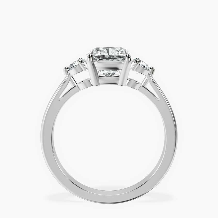 Platinum Synthia Three stone Lab Diamond Ring side right image one