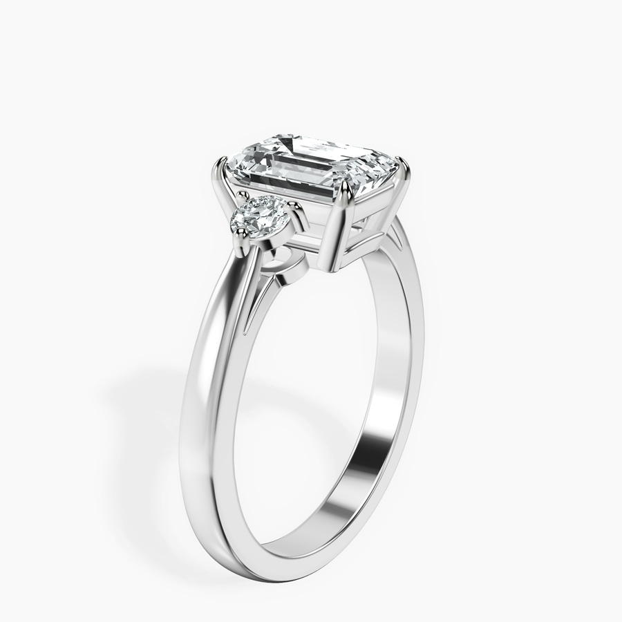 Platinum Synthia Three stone Lab Diamond Ring standing product image one
