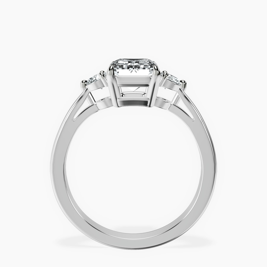 Platinum Synthia Three stone Lab Diamond Ring side right image one