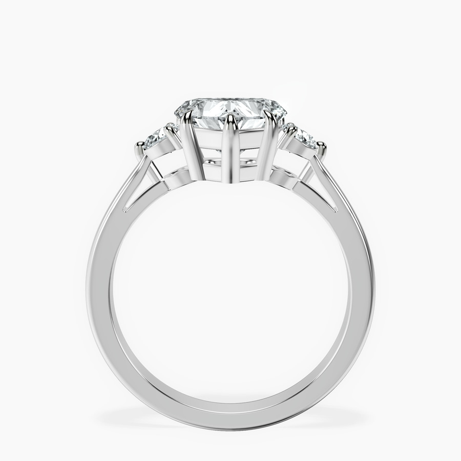 Platinum Synthia Three stone Lab Diamond Ring side right image one