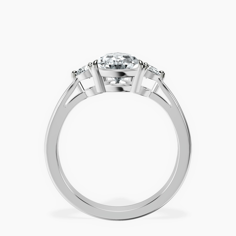 Platinum Synthia Three stone Lab Diamond Ring side right image one