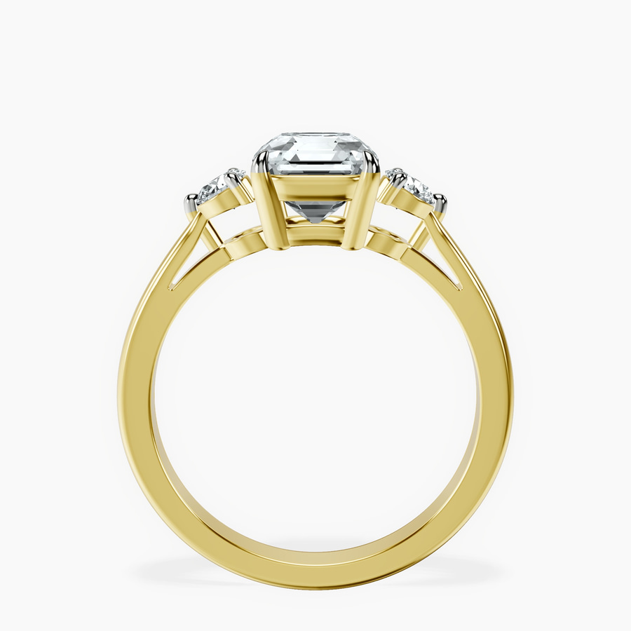 10kt Yellow Gold Synthia Three stone Lab Diamond Ring side right image one