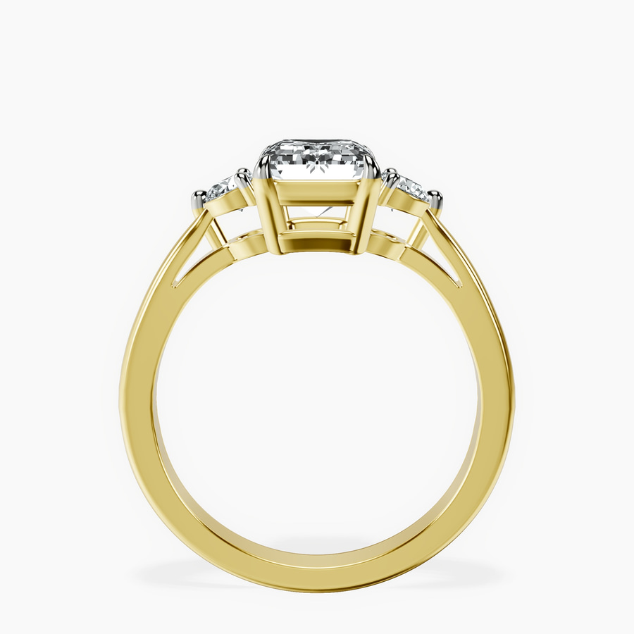 10kt Yellow Gold Synthia Three stone Lab Diamond Ring side right image one