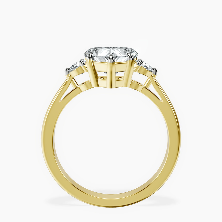 10kt Yellow Gold Synthia Three stone Lab Diamond Ring side right image one