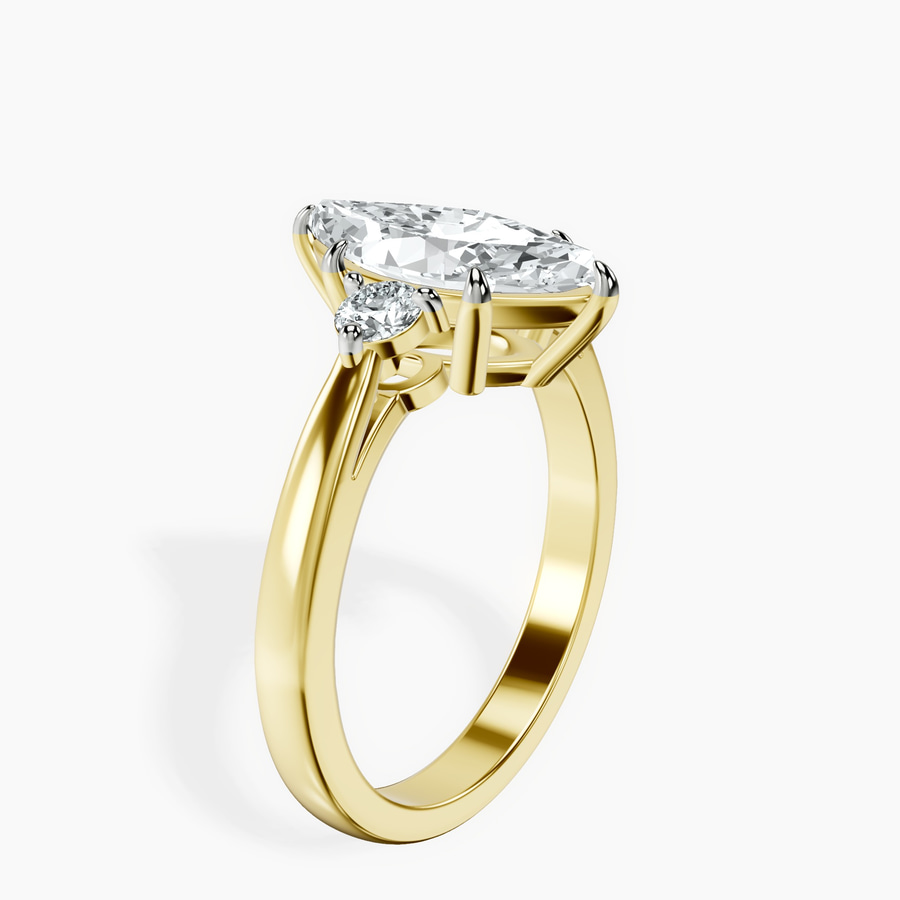 10kt Yellow Gold Synthia Three stone Lab Diamond Ring standing product image one
