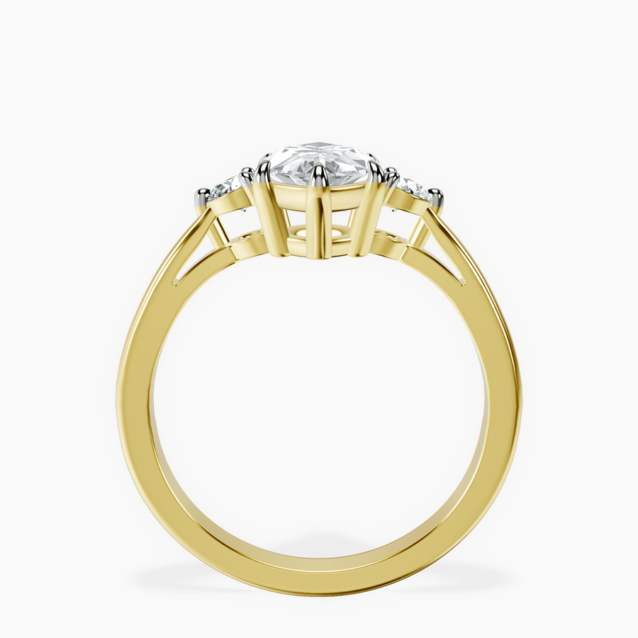 10kt Yellow Gold Synthia Three stone Lab Diamond Ring side right image one