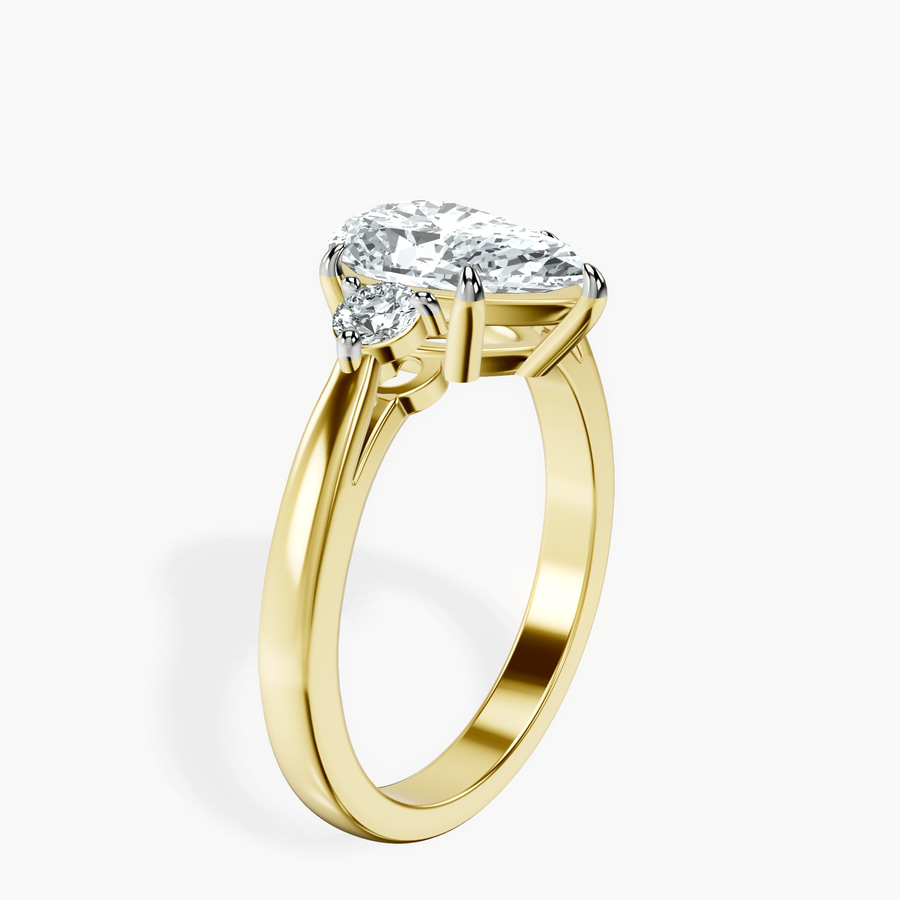 10kt Yellow Gold Synthia Three stone Lab Diamond Ring standing product image one