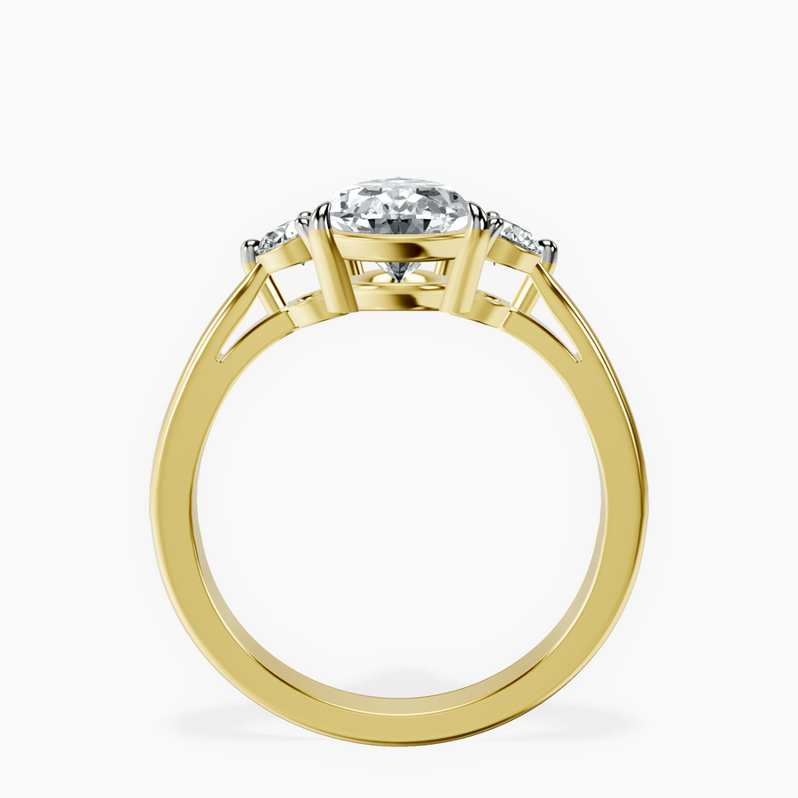 10kt Yellow Gold Synthia Three stone Lab Diamond Ring side right image one
