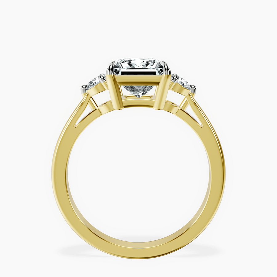 10kt Yellow Gold Synthia Three stone Lab Diamond Ring side right image one