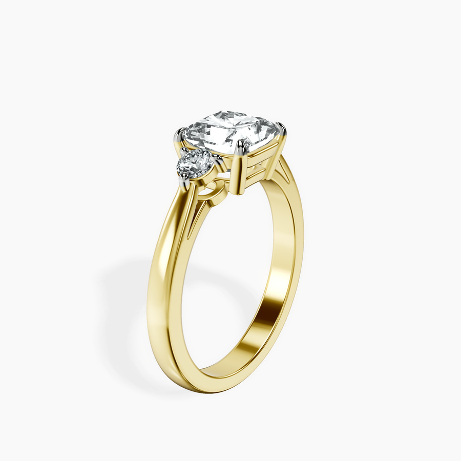 14kt Yellow Gold Synthia Three stone Lab Diamond Ring standing product image one