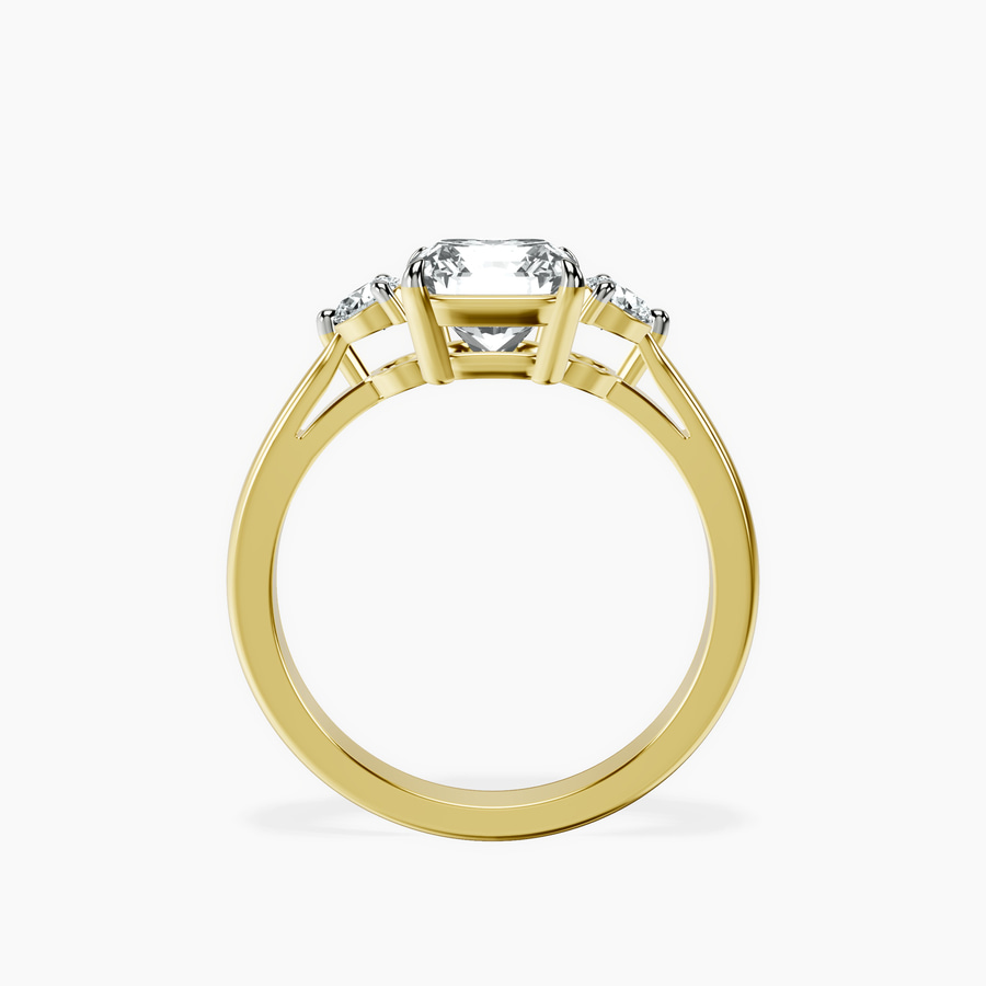 14kt Yellow Gold Synthia Three stone Lab Diamond Ring side right image one