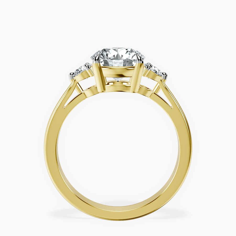 14kt Yellow Gold Synthia Three stone Lab Diamond Ring side right image one