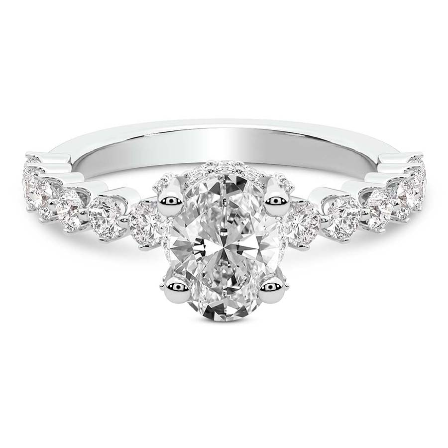 8.22 Ct OVAL Cut Caitronia Floating Side Stones Lab Diamond Ring in Platinum front image