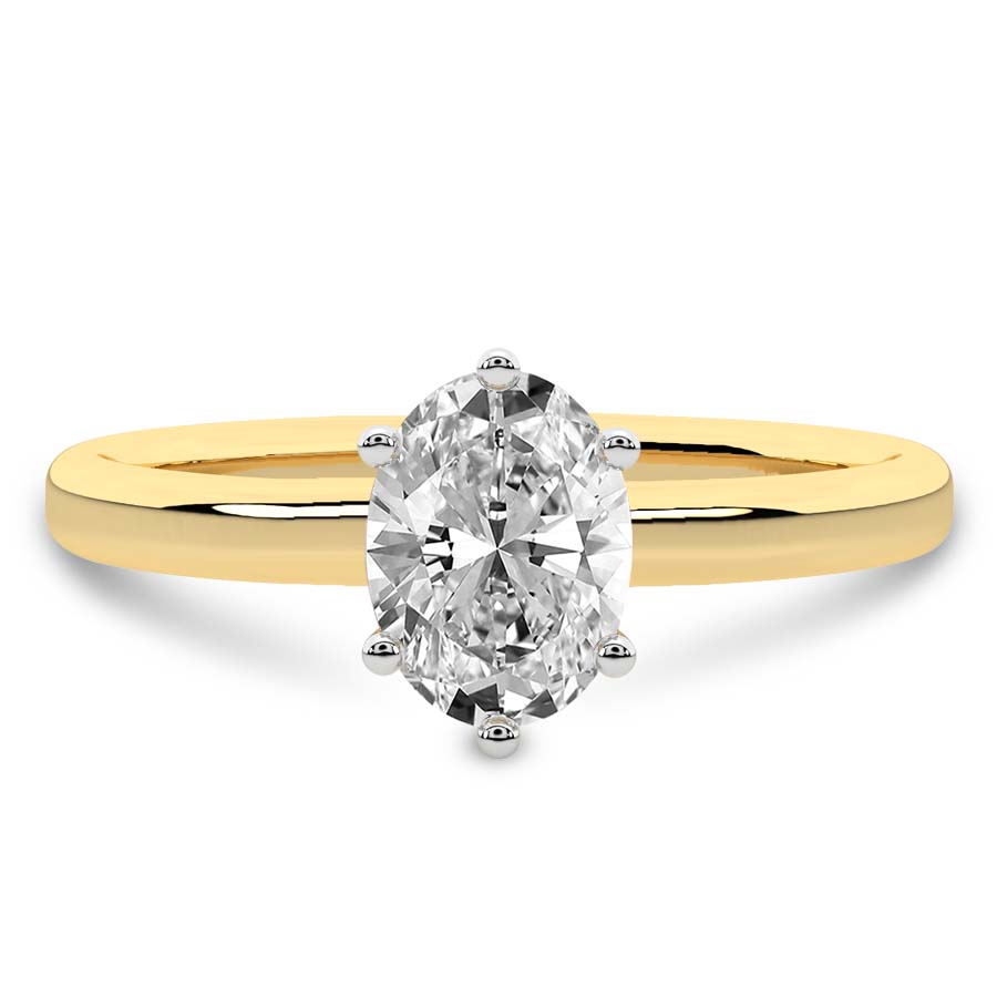 2.49 Ct OVAL Cut Six Prong Solitaire 1.5mm Lab Diamond Ring in 18kt Yellow Gold front image