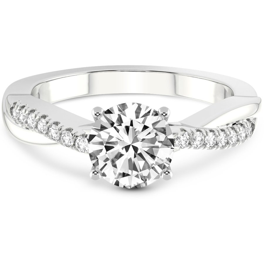 5.13 Ct ROUND Cut Twisted Vine Lab Diamond Ring in 18kt White Gold front image