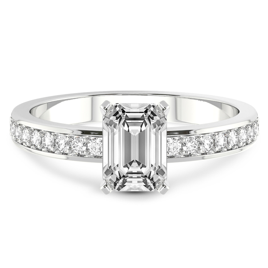 3.18 Ct Emerald Cut Charm Of Love Eternity Lab Diamond Ring in Platinum front image