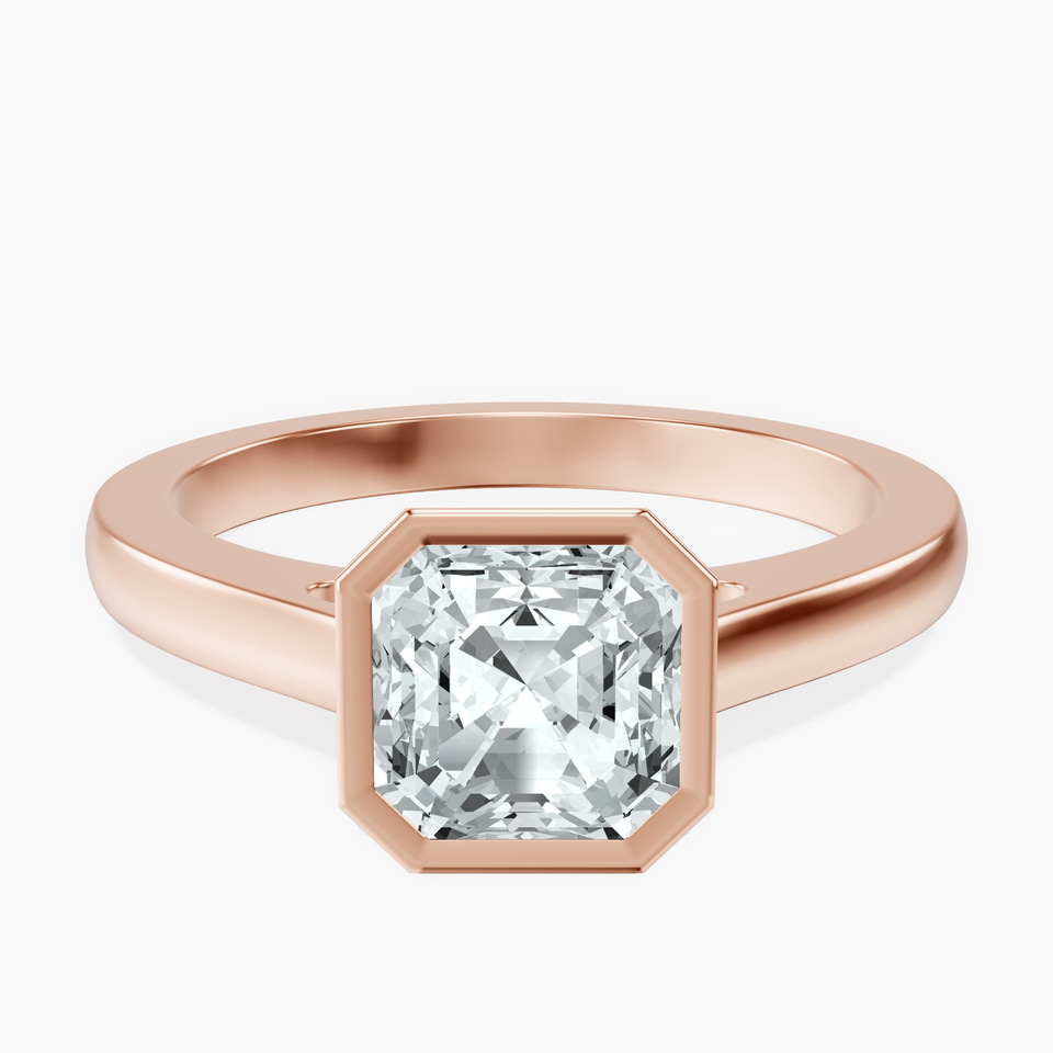 9ct Rose Gold Bezel Set Solitaire Lab Diamond Ring front image