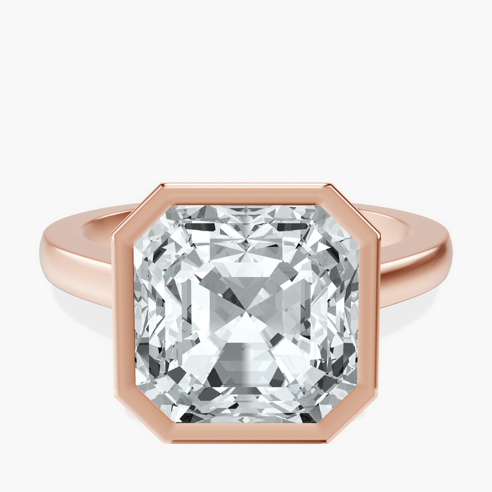 10kt Rose Gold Bezel Set Solitaire Lab Diamond Ring front image