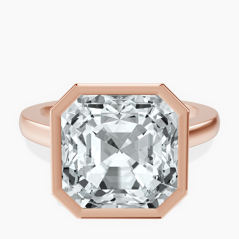 10kt Rose Gold Bezel Set Solitaire Lab Diamond Ring front image