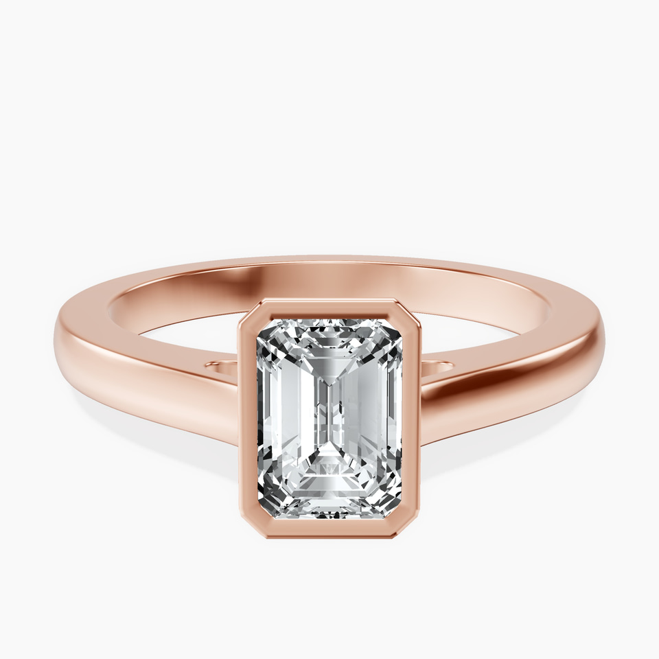 10kt Rose Gold Bezel Set Solitaire Lab Diamond Ring front image