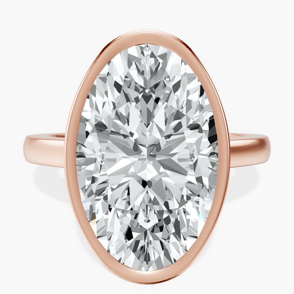14kt Rose Gold Bezel Set Solitaire Lab Diamond Ring front image