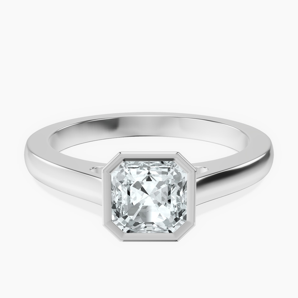 Platinum Bezel Set Solitaire Lab Diamond Ring front image